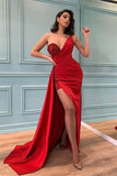 Elegant Long Red Fashion Mermaid Prom Evening Dress-misshow.com