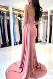 Elegant Long Simple Sleeveless Dusty Pink Evening Dresses With Slit-misshow.com