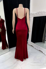 Elegant Long Spaghetti Strap V-neck Backless Mermaid Prom Dress-misshow.com