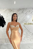Elegant Long Spaghetti Straps Sequined Sleeveless Prom Dress-misshow.com