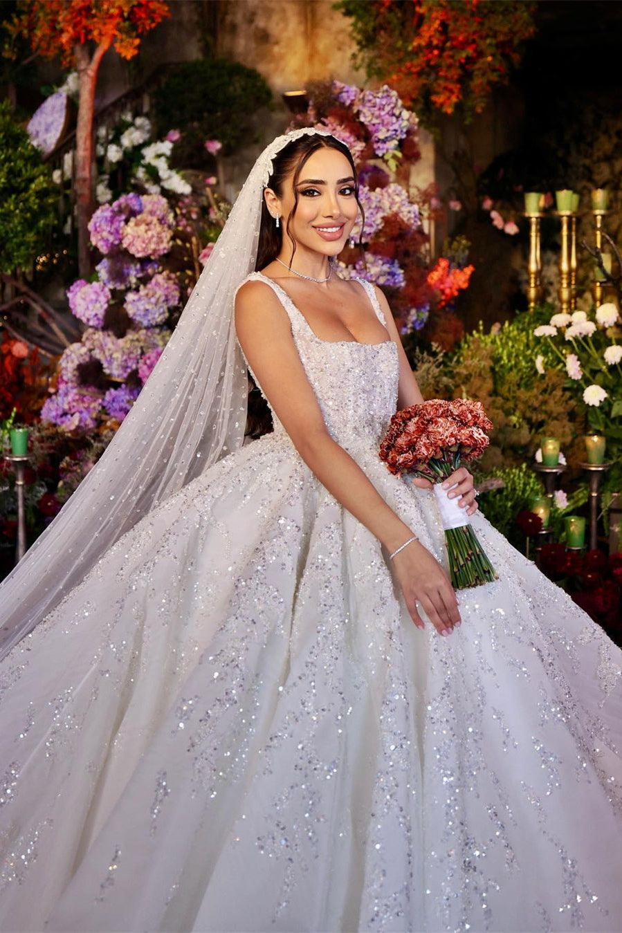 Elegant Long White A-line Appliques Lace Straps Weeding Dress-misshow.com