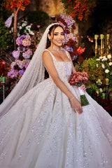 Elegant Long White A-line Appliques Lace Straps Weeding Dress-misshow.com