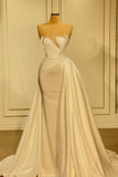 Elegant Long White Glitter Sleeveless Mermaid Wedding Dresses With Lace