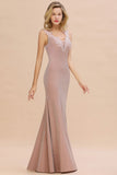 Looking for Prom Dresses,Evening Dresses,Homecoming Dresses,Bridesmaid Dresses,Quinceanera dresses in Lace,Bright silk, Mermaid style, and Gorgeous Lace work  MISSHOW has all covered on this elegant Elegant Mermaid Evening Party Dress Sleeveless V-neck Silk Slim Prom Gown.