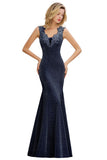 Looking for Prom Dresses,Evening Dresses,Homecoming Dresses,Bridesmaid Dresses,Quinceanera dresses in Lace,Bright silk, Mermaid style, and Gorgeous Lace work  MISSHOW has all covered on this elegant Elegant Mermaid Evening Party Dress Sleeveless V-neck Silk Slim Prom Gown.