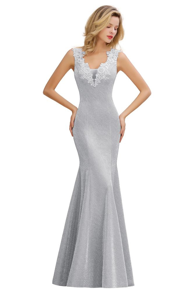 Looking for Prom Dresses,Evening Dresses,Homecoming Dresses,Bridesmaid Dresses,Quinceanera dresses in Lace,Bright silk, Mermaid style, and Gorgeous Lace work  MISSHOW has all covered on this elegant Elegant Mermaid Evening Party Dress Sleeveless V-neck Silk Slim Prom Gown.