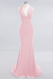 MISSHOW offers Elegant Mermaid Halter Evening Dress Simple Sleeveless Floor Length Party Gown at a good price from White,Ivory,Blushing Pink,Candy Pink,Pearl Pink,Watermelon,Red,Fuchsia,Burgundy,Chocolate,Brown,Gold,Champagne,Orange,Yellow,Daffodil,Regency,Lilac,Lavender,Sky Blue,Pool,Ocean Blue,Royal Blue,Dark Navy,Black,Silver,Dark Green,Jade,Green,Mint Green,Spandex to Mermaid Floor-length them. Stunning yet affordable Sleeveless Bridesmaid Dresses.