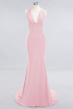 MISSHOW offers Elegant Mermaid Halter Evening Dress Simple Sleeveless Floor Length Party Gown at a good price from White,Ivory,Blushing Pink,Candy Pink,Pearl Pink,Watermelon,Red,Fuchsia,Burgundy,Chocolate,Brown,Gold,Champagne,Orange,Yellow,Daffodil,Regency,Lilac,Lavender,Sky Blue,Pool,Ocean Blue,Royal Blue,Dark Navy,Black,Silver,Dark Green,Jade,Green,Mint Green,Spandex to Mermaid Floor-length them. Stunning yet affordable Sleeveless Bridesmaid Dresses.