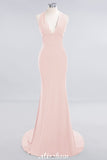 MISSHOW offers Elegant Mermaid Halter Evening Dress Simple Sleeveless Floor Length Party Gown at a good price from White,Ivory,Blushing Pink,Candy Pink,Pearl Pink,Watermelon,Red,Fuchsia,Burgundy,Chocolate,Brown,Gold,Champagne,Orange,Yellow,Daffodil,Regency,Lilac,Lavender,Sky Blue,Pool,Ocean Blue,Royal Blue,Dark Navy,Black,Silver,Dark Green,Jade,Green,Mint Green,Spandex to Mermaid Floor-length them. Stunning yet affordable Sleeveless Bridesmaid Dresses.