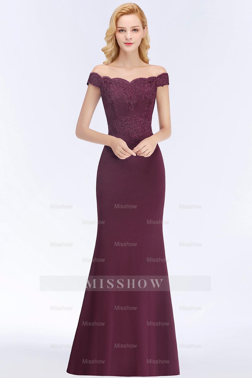 Elegant Mermaid Off-the-Shoulder Burgundy Bridesmaid dresses with Lace Elegant Mermaid Off-the-Shoulder Burgundy Bridesmaid dresses with Lace