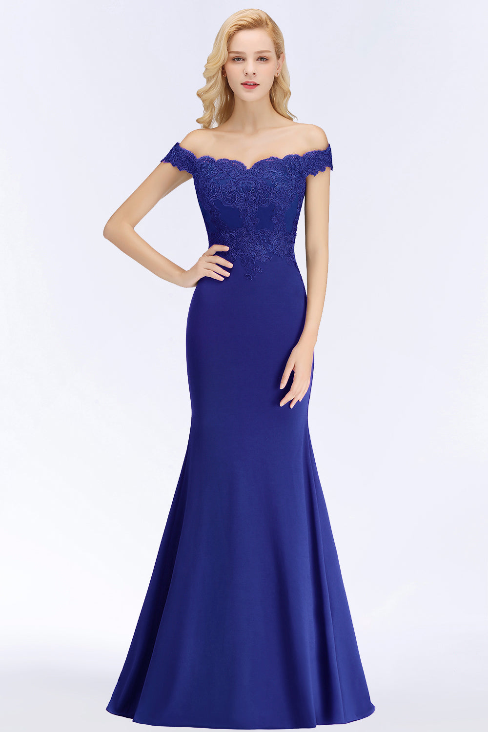 Elegant Mermaid Off-the-Shoulder Burgundy Bridesmaid dresses with Lace