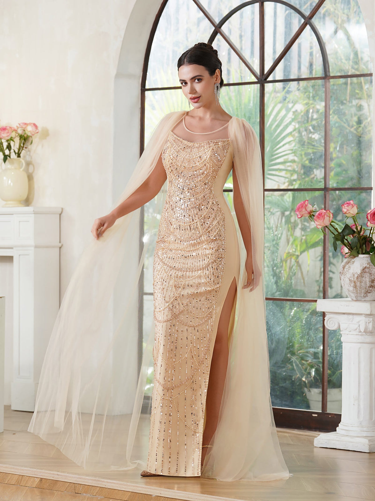 Champagne gold prom dress on sale