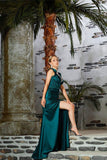 Elegant Mermaid Rose Straps Glitter Sleeveless Prom Dress With Slit-misshow.com