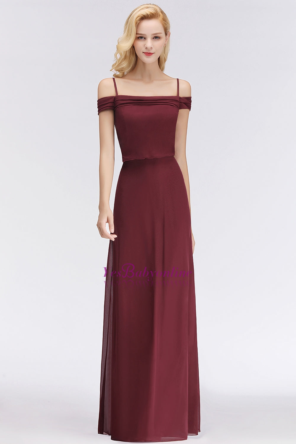 Elegant Off-the-Shoulder Burgundy Bridesmaid Dresses Spaghetti-Straps Affordable Maid of Honor Dress Elegant Off-the-Shoulder Burgundy Bridesmaid Dresses Spaghetti-Straps Affordable Maid of Honor Dress