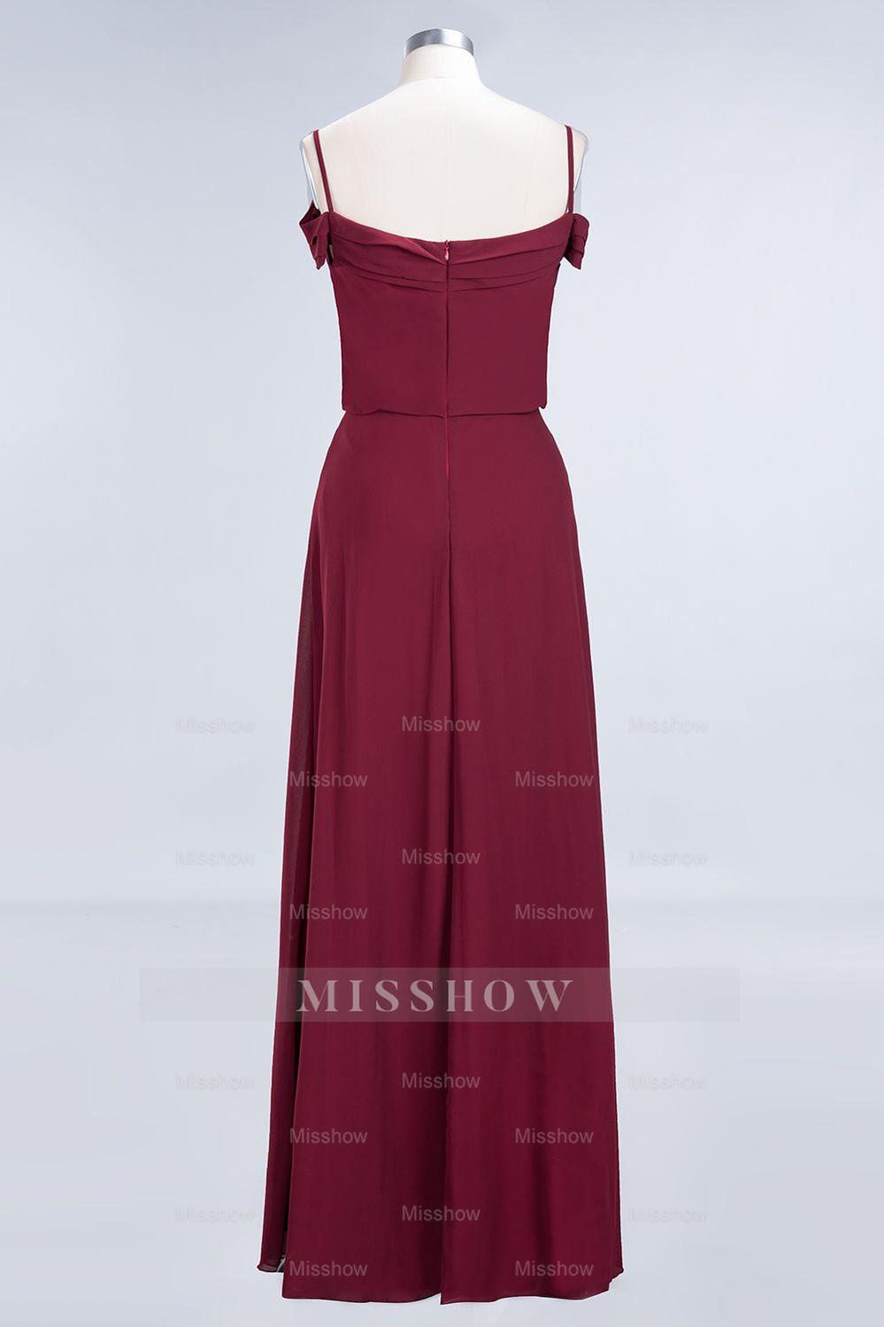 Elegant Off-the-Shoulder Burgundy Bridesmaid Dresses Spaghetti-Straps Affordable Maid of Honor Dress Elegant Off-the-Shoulder Burgundy Bridesmaid Dresses Spaghetti-Straps Affordable Maid of Honor Dress