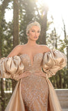 Elegant Off-the-shoulder Long Sleeve Prom Dress Mermaid Evening Gowns-misshow.com