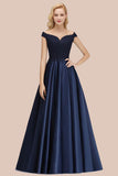 Elegant Off-the-Shoulder Ruffles Beads Prom Dresses | A-Line Sleeveless Evening Dresses-misshow.com
