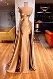 Elegant One Shoulder Sequined Long Sleeve Prom Dress With Slit-misshow.com