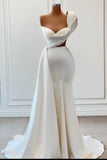 Elegant One-Shoulder Sweetheart Sleeveless A-line Wedding Dresses With Beads
