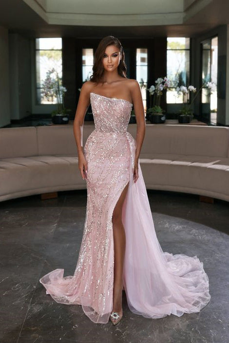pink sequin mermaid dress Elegant Sequined Sleeveless Long Prom With Slit – Color:Green/Whitestripe lieferantenartikelnummer_8070-1644-schwarz-br-sw-9 Women's Maxi Casual Dresses and a figure