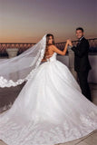 Elegant Princess A-line Sleeveless Appliques Backless Wedding Dress-misshow.com