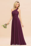 Elegant Ruffles One Shoulder Prom Dresses | A-Line Sleeveless Evening Dresses-misshow.com