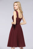 MISSHOW offers Elegant Ruffles Straps Short Prom Dresses, A-Line Sleeveless Knee Length Evening Dresses at a good price from 100D Chiffon to A-line Knee-length them. Lightweight yet affordable home,beach,swimming useBridesmaid Dresses.