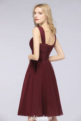 MISSHOW offers Elegant Ruffles Straps Short Prom Dresses, A-Line Sleeveless Knee Length Evening Dresses at a good price from 100D Chiffon to A-line Knee-length them. Lightweight yet affordable home,beach,swimming useBridesmaid Dresses.