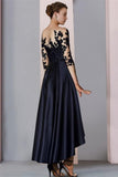 Elegant Short Black Mother Of The Bride Dresses Lace Bridesmaid Dresses With Sleeves-misshow.com