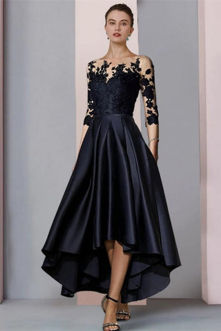 Elegant Short Black Mother Of The Bride Dresses Lace Bridesmaid Dresse –