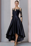 Elegant Short Black Mother Of The Bride Dresses Lace Bridesmaid Dresses With Sleeves