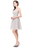 A plus size Silver bridesmaid dress made of 100D Chiffon are trendy for  . Shop MISSHOW with elaborately designed Ruffles gowns for your bridesmaids.