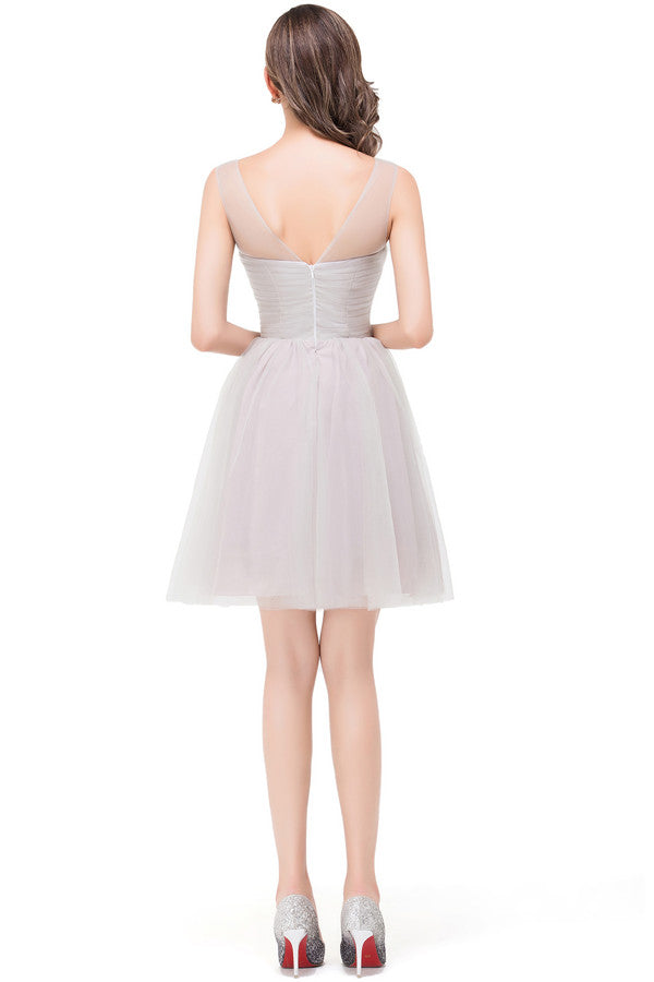 A plus size Silver bridesmaid dress made of 100D Chiffon are trendy for  . Shop MISSHOW with elaborately designed Ruffles gowns for your bridesmaids.