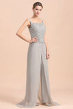 Elegant Silver Lace Top Chiffon Mother of Bride Jumpsuit Online with Wrap-misshow.com