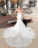Elegant Simple Mermaid Wedding Dresses with Lace-misshow.com