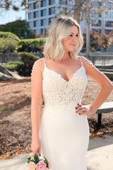 Elegant Simple Mermaid Wedding Dresses with Lace-misshow.com