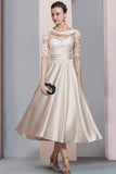 Elegant Simple Short Lace Wedding dresses with 3/4 sleeves