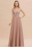 Elegant Sleeveless Aline Evening Swing Dress Bright Silk V-Neck Party Dress