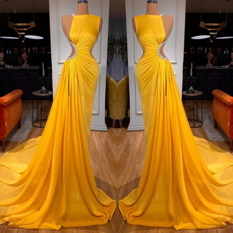 Elegant Sleeveless Long Mermaid Prom Evening Dresses With Slit-misshow.com
