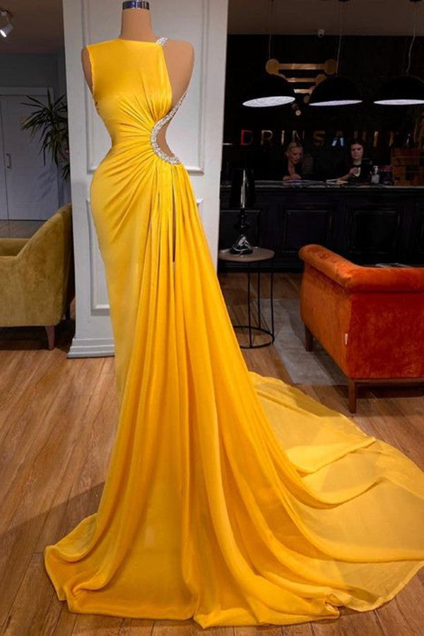 Elegant Sleeveless Long Mermaid Prom Evening Dresses With Slit-misshow.com