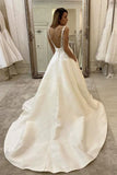 Elegant Sleeveless Tulle Backless A-Line Wedding Dresses With Lace-misshow.com
