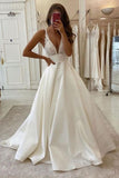 Elegant Sleeveless Tulle Backless A-Line Wedding Dresses With Lace-misshow.com