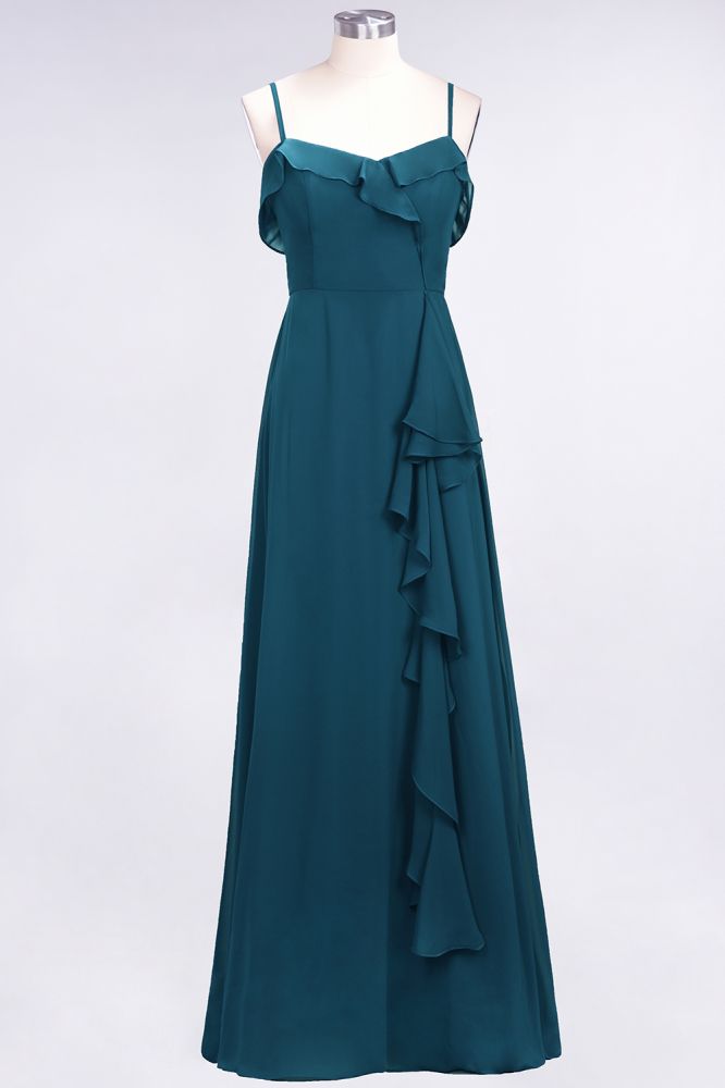 Elegant Spaghetti Aline Ruffle Simple Prom Dresses Royal Blue Evening Swing Dress | MISSHOW Elegant Spaghetti Aline Ruffle Simple Prom Dresses Royal Blue Evening Swing Dress | MISSHOW