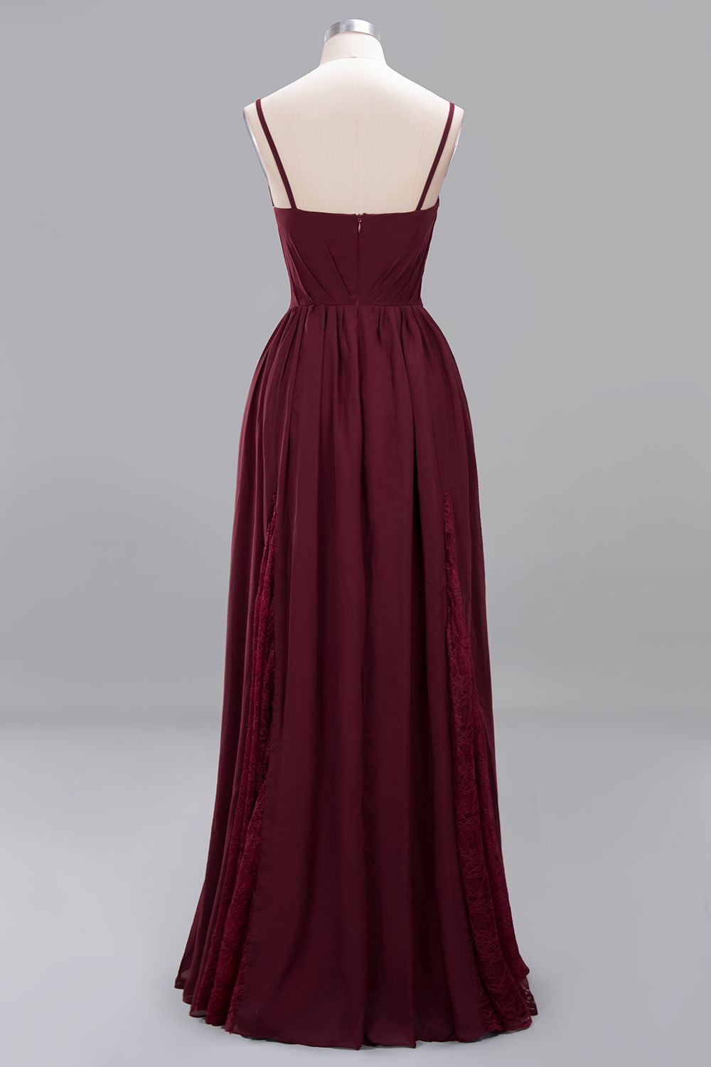 Elegant Spaghetti Straps Long Bridesmaid Dresses Lace V-Neck Maid of Honor Dress