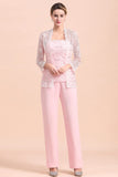 Elegant Strapless Appliques Mother of Bride Jumpsuit with Long Sleeves Wraps