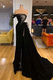 Elegant Strapless Split Front A-line Prom Dress With Beading-misshow.com