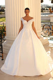 Elegant sweetheart cap sleeves ball gown satin wedding dress sequined-misshow.com