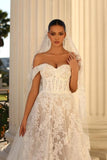 Elegant sweetheart capsleeves aline lace Wedding dresses-misshow.com