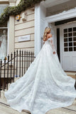 Elegant sweetheart long sleeves a-line lace Wedding dress-misshow.com