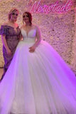 Elegant Sweetheart Long Sleeves Ball Gown Tulle Wedding Dresses